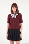 Yün Karışımlı Regular Fit Fularlı Yaka Kısa Kollu Triko Kadın Kazak 4617023 BORDO
