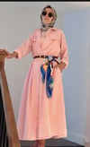 KENDİNDEN ASTARLI PEMBE ELBİSE
