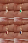 14 Ayar Altın Minimal Oval tek Taş Kolye