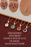 14 Ayar Altın Oval Şık Tek Taş Kolye Ucu