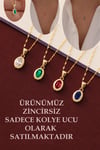 14 Ayar Altın Oval Tek Taş Kolye Ucu