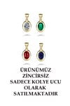 14 Ayar Altın Oval Tek Taş Kolye Ucu