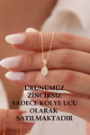 14 Ayar Altın Oval Tek Taş Kolye Ucu