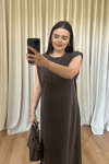 Acı Kahve Vatkalı Elbise