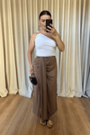 Açık Kahve Drape Detaylı Modal Etek