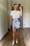 Bebe Mavi Payetli Yırtmaçlı Etek