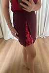 Bordo Payet Detaylı Mini Etek