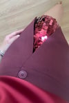 Bordo Payet Detaylı Mini Etek
