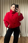 Kırmızı Oversize Şişme Bomber Mont
