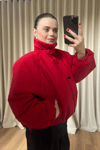 Kırmızı Oversize Şişme Bomber Mont