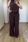 Mürdüm Tensel Bluz Pantolon Takım