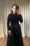Siyah Massi Orijinal Marka Modal Kumaş Uzun Kollu Top