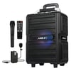 Shile SL-2017 50 Watt Taşınabilir Seyyar Aktif Amfi Hoparlör Kablosuz EL + Yaka Mikrofonlu USB+SD+BT Kumandalı