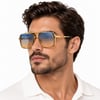Rapsodi R503 C6 Magnum Seri Ultra Premium Erkek Güneş Gözlüğü- %100 UV400- Kahverengi Mavi Degrade Cam-İç Dış Mavi Anti Refle 58 Ekartman