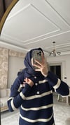 Düğmeli Çizgili Triko Takım