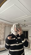 Düğmeli Çizgili Triko Takım