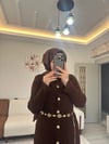 Gold Düğmeli Kemerli Triko Elbise 