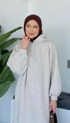 Kapüşonlu Şardonlu Sweat Elbise