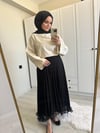 Volümlü Piliseli Şifon Etek