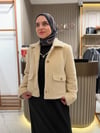 Angora kısa kürk ceket/krem