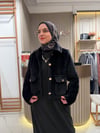 Angora kürk kısa mont/siyah