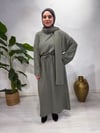 Atkılı yumoş triko tesettür elbise/haki