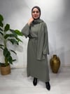 Atkılı yumoş triko tesettür elbise/haki