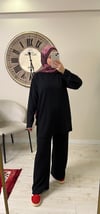 Fatmanurmarka tunik bol pantolon Modal kumaş takım siyah