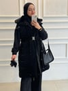KÜRK DETAYLI ŞİŞME YELEK SİYAH