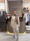 Modal kumaş havuç pantolon tunik takım krem