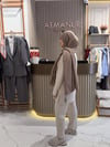 Modal kumaş havuç pantolon tunik takım krem