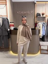 Modal kumaş havuç pantolon tunik takım krem