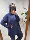 MODAL KUMAŞ SPOR KAPŞONLU TAKIM LACİVERT