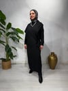 Modal kumaş yelek detay tesettür elbise/siyah
