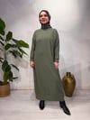 Modal kumaş yelek detay tesettür elbise/yeşil