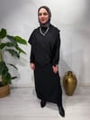 Modal kumaş yelek detay tesettür elbise/siyah