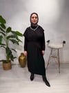 Modal kumaş yelek detay tesettür elbise/siyah