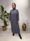 Modal kumaş yelek detay tesettür elbise/gri