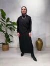 Modal kumaş yelek detay tesettür elbise/siyah