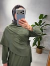 Modal kumaş yelek detay tesettür elbise/yeşil