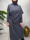 Modal kumaş yelek detay tesettür elbise/gri