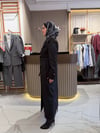 Tam boy düğmeli astarlı trençkot siyah