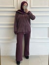 TAŞLI KAPŞONLU 3 İPLİK PANTALONLU TAKIM BORDO