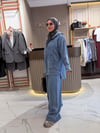 Tensel kot bol pantalonlu takım mavi