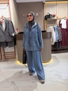 Tensel kot bol pantalonlu takım mavi