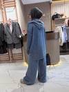 Tensel kot bol pantalonlu takım mavi