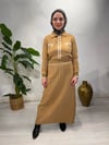Triko düğme detaylı elbise/krem