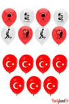 Atatürk Ve Türk Bayrağı Çift Taraf Baskılı 15 Adet Balon