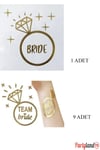 Bride ve Team Bride 10 Adet Gold Alyans Yüzük Temalı Dövme