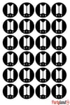 BTS 5 cm. Yapışkanlı Yuvarlak Etiket - Sticker 24 Adet